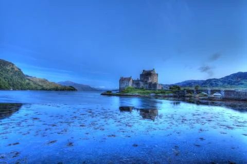 Eilan donan castle at sunset Stock Photos