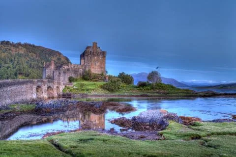 Eilan donan castle at sunset Stock Photos