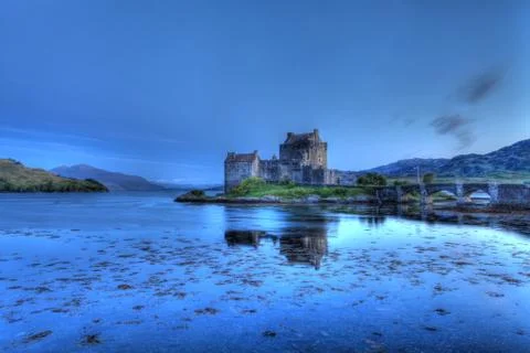 Eilan donan castle at sunset Stock Photos