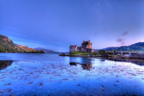 Eilan donan castle at sunset Stock Photos