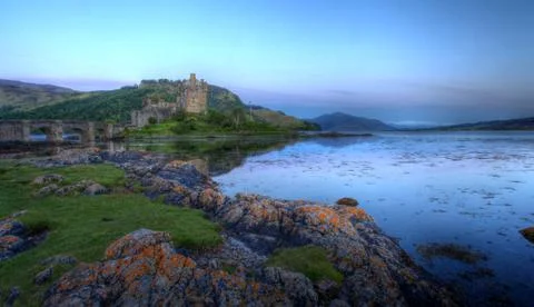 Eilan donan castle at sunset Stock Photos