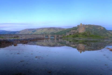 Eilan donan castle at sunset Stock Photos