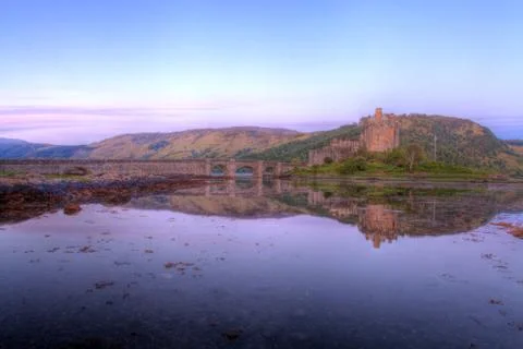 Eilan donan castle at sunset Stock Photos