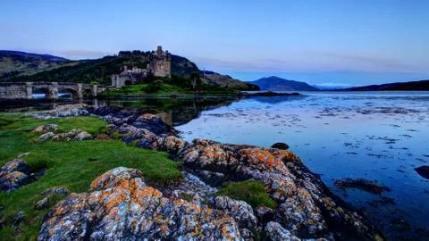 Eilan donan castle at sunset Stock Photos