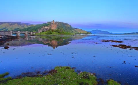 Eilan donan castle at sunset Stock Photos