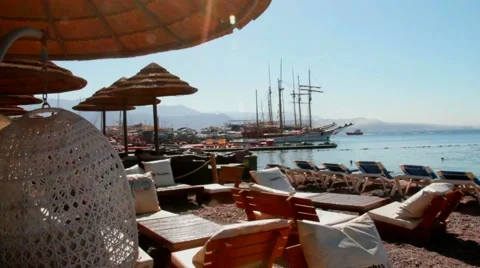 On the  Eilat beach Stock Footage 44646209