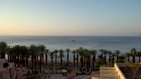 Eilat beach in winter Stock Footage 145644478