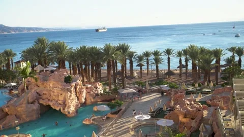 Eilat beach in winter Stock Footage 145644622