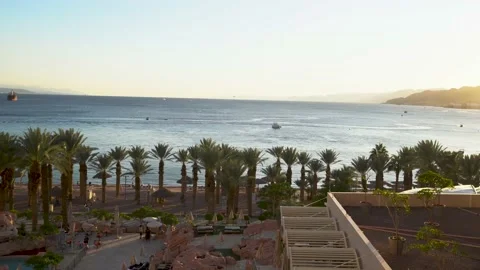Eilat beach in winter Stock Footage 145645004