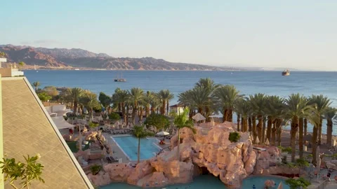 Eilat beach in winter Stock Footage 145645301