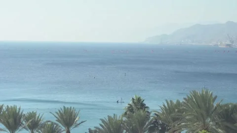 Eilat beach in winter Stock Footage 145646119