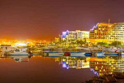 Eilat at night Stock Photos