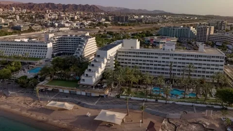 Eilat promenade time lapse hyperlapse, aerial drone view, Israel Video stock 242278104
