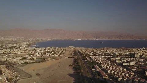 Eilat wide acityscape aerial Stockbeeldmateriaal 85082681