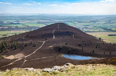 Eildon Wester Hill from the top of Eildon Mid Hill in the Scottish Borders Stock Photos