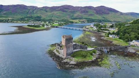 Eilean Donan Castle Panoramic Circle: Aerial View, Scottish Highlands 4K Stock Footage 259299866