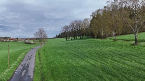 Ein Flug über Wiesen im Odenwald Video stock 285782257