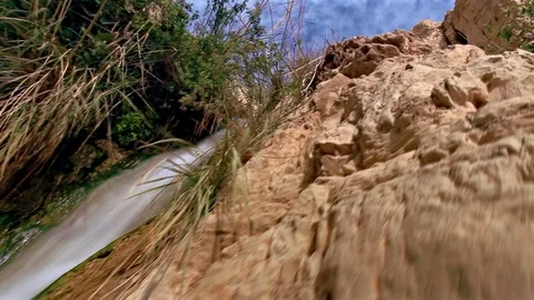 Ein gedi waterfall in slow motion Stock Footage 74088711
