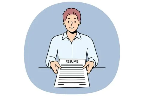 Ein männlicher Bewerber mit einem Lebenslauf in der Hand kam zum Vorstellu.. Stock Photos