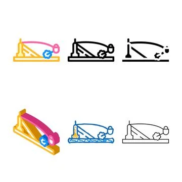 Einarm antique weapon machine clean color icon vector Stock Illustration