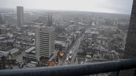 Eindhoven from above - view of the regent on the emmasingel street Stock Footage 86192095