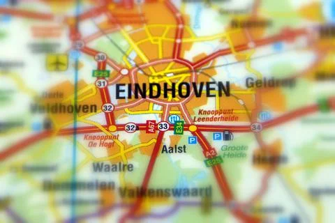 Eindhoven on a map Stock Photos