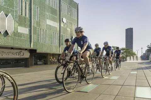 Eindhoven, The Netherlands, September 3rd 2017, A group of women race cycling Fotos Stock