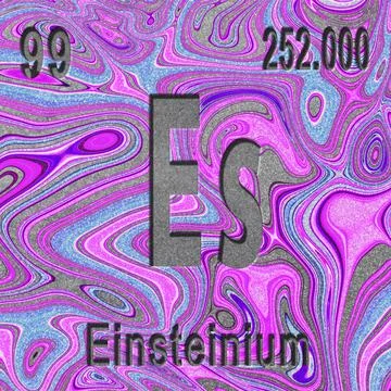 Einsteinium chemical element, Sign with atomic number and atomic weight 库存插图