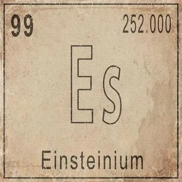 Einsteinium Element Card from Periodic Table on Vintage Old Paper Stock Illustration