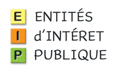 EIP initials in colored 3d cubes with meaning in french language Stock Illustration