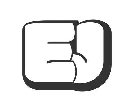 EJ logo, bubble comic lettering, rounded in graffiti style black and white .. Stockillustratie