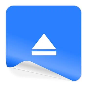 Eject blue sticker icon Stock Illustration