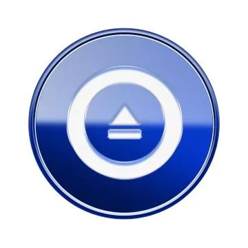 Eject icon glossy blue, isolated on white background Stock Illustration