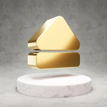 Eject icon. Shiny golden Eject symbol on white marble podium. Stock-Illustration