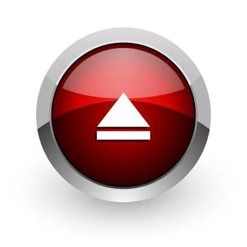 Eject red circle web glossy icon. Illustrazione stock
