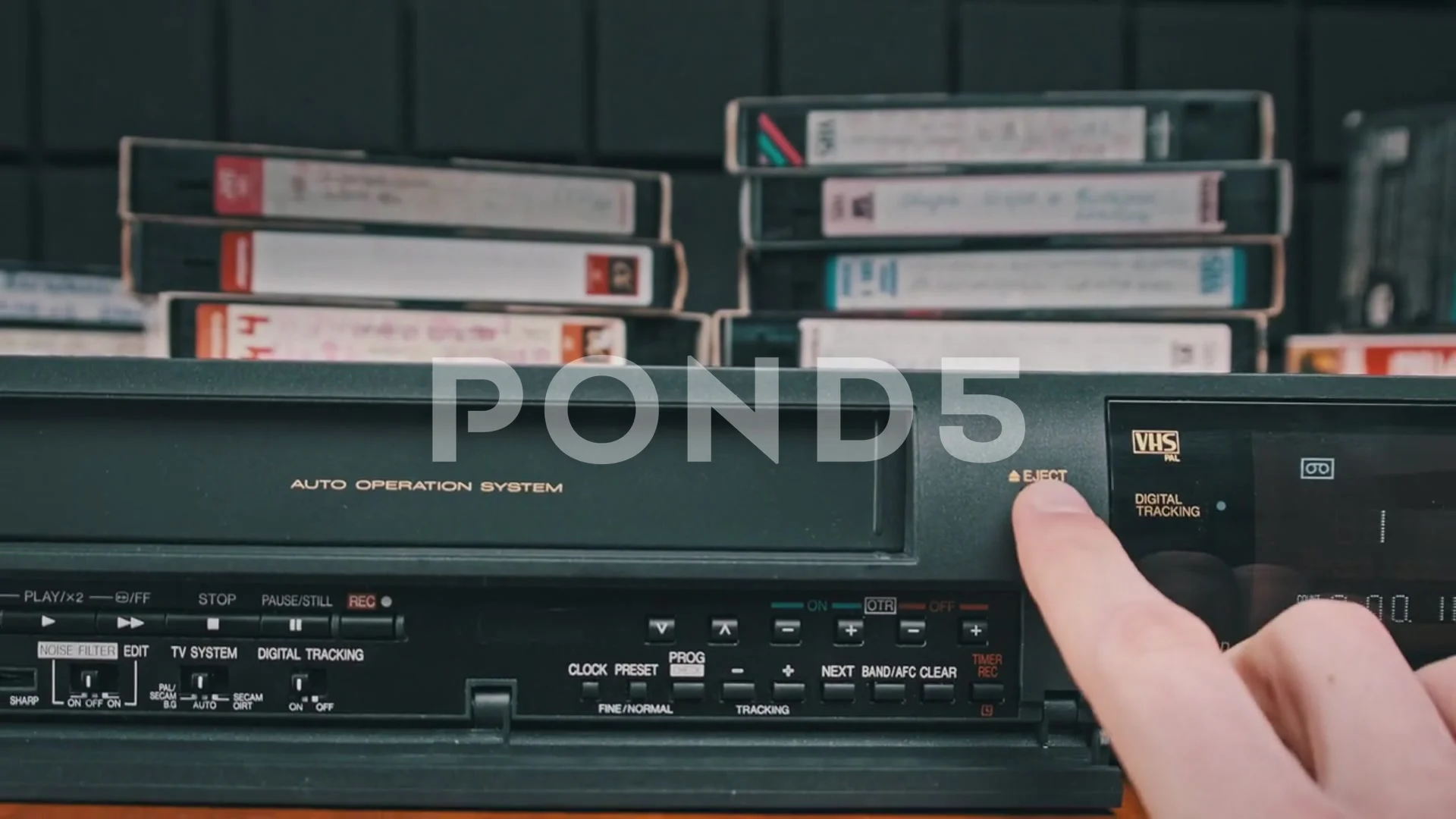 Eject VHS Tape Cassette From VCR Player, Stock Video