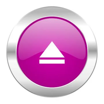 Eject violet circle chrome web icon isolated. Stock Illustration