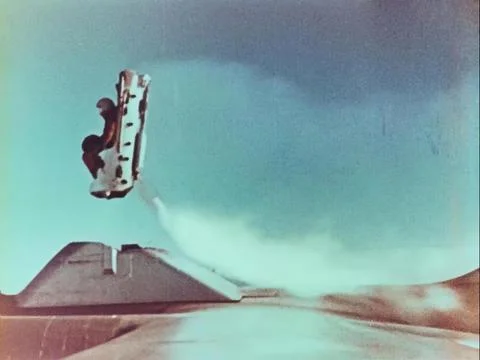 Ejection in a spacesuit from an airplane Stock Photos