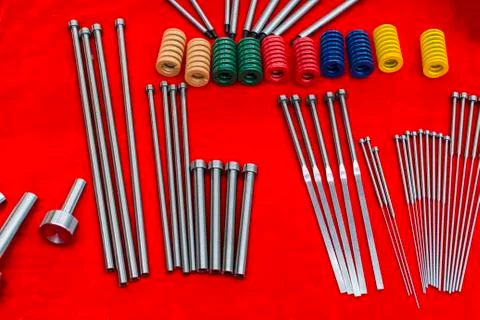 Ejector pins and spring for injection mold Stock Photos