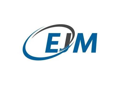 EJM letter creative modern elegant swoosh logo design Stock Illustration