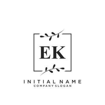 EK Initial handwriting logo design Stock Illustration