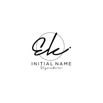 EK Initial handwriting logo design Stock Illustration
