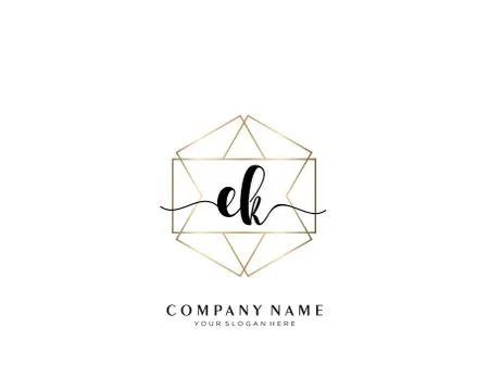 EK Initial handwriting logo geometric template vector Stock Illustration