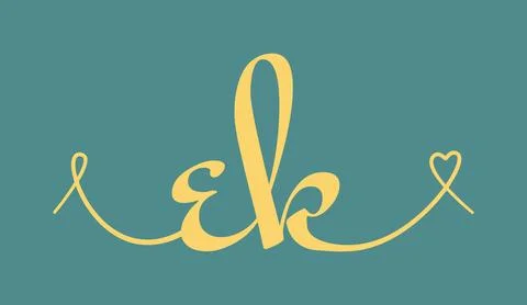 EK initial wedding monogram calligraphy vector illustration. Hand drawn let.. Stock Illustration
