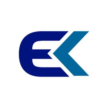 EK Initials Techno Style Lettermark Symbol Logo Design Stock Illustration