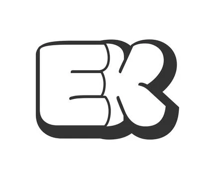 EK logo, bubble comic lettering, rounded in graffiti style black and white .. イラスト素材