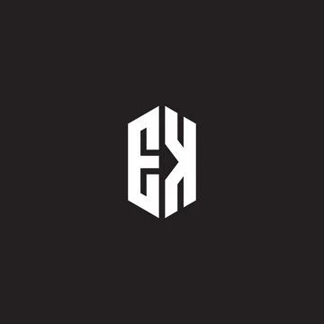 EK Logo monogram with hexagon shape style design template Stock Illustration