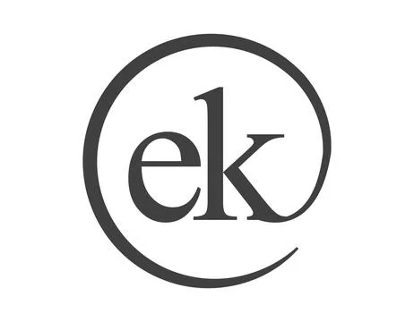 EK logo from two letter with circle shape email sign style. E and K round l.. Stock Illustration