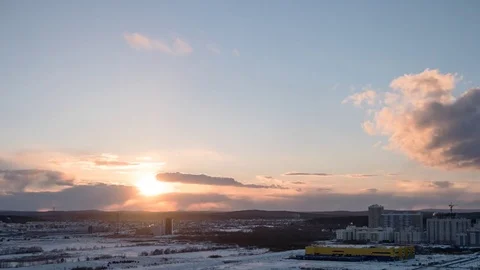 Ekaterinburg, Russia. SunSet. Time Lapse Stock Footage