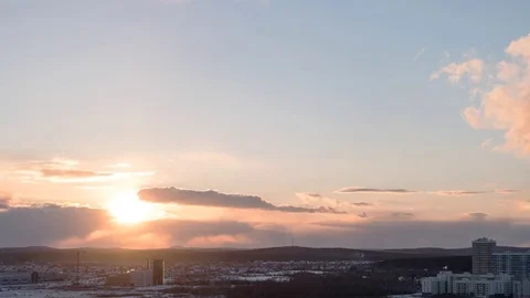 Ekaterinburg, Russia. SunSet. Time Lapse Stock Footage